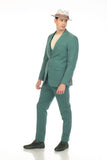 Men's Slim Fit Two Button Hunter Green Seersucker Suit
