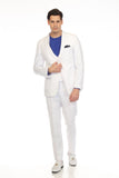 Men's Slim Fit Two Button White Seersucker Suit