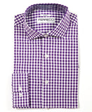 Purple Gingham Check Dress Shirt - Slim Fit - FHYINC best men's suits, tuxedos, formal men's wear wholesale