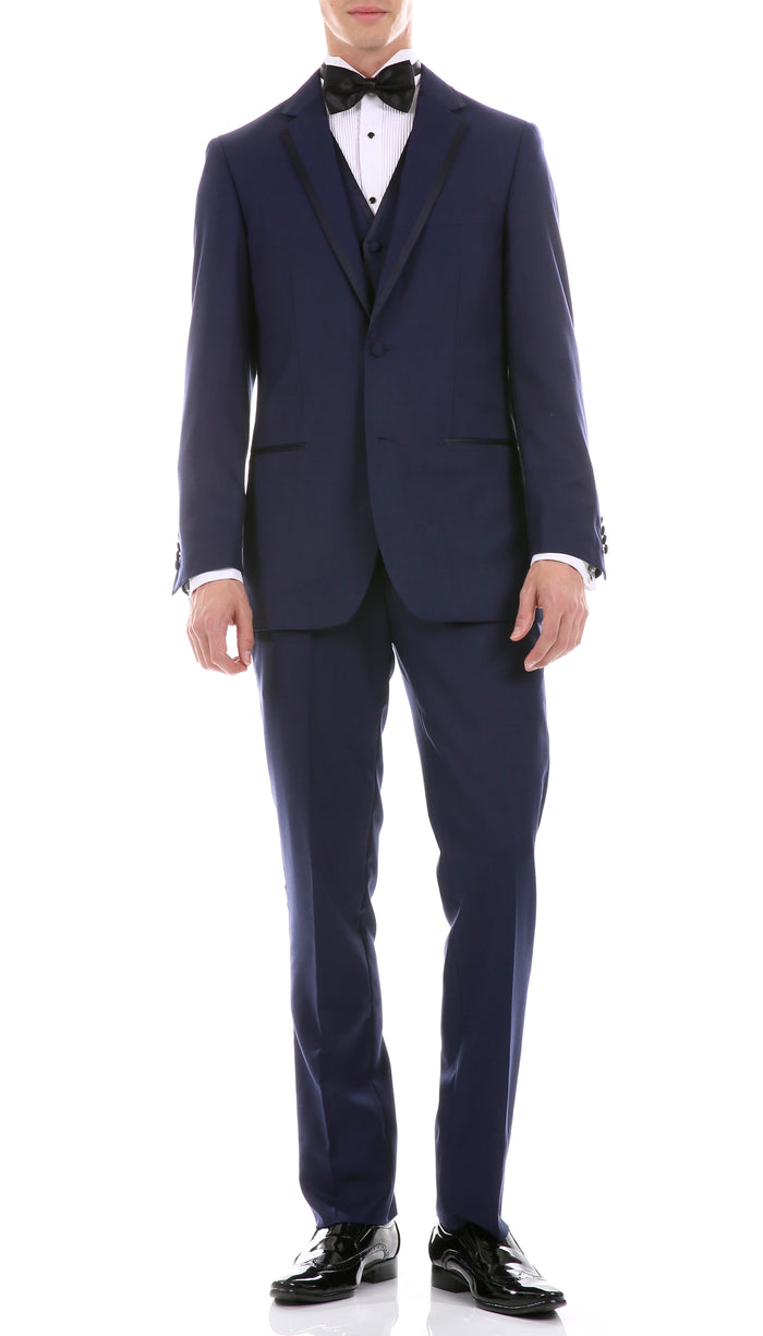 Celio Tux Premium Men's Slim Fit 3 pc Tuxedo Navy - FHYINC best men's suits, tuxedos, formal men's wear wholesale