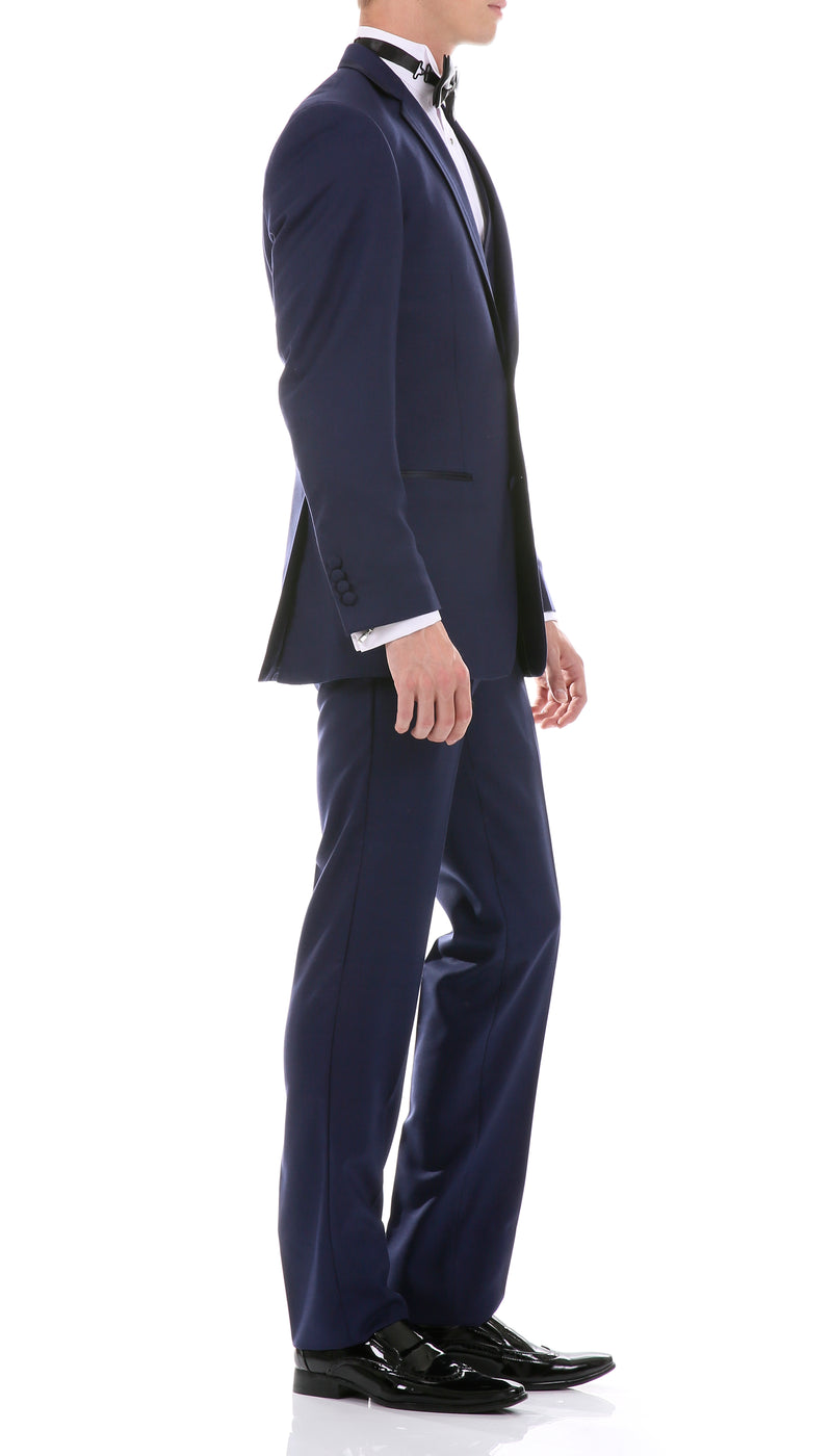 Celio Tux Premium Men's Slim Fit 3 pc Tuxedo Navy - FHYINC best men's suits, tuxedos, formal men's wear wholesale