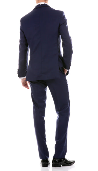 Celio Tux Premium Men's Slim Fit 3 pc Tuxedo Navy - FHYINC best men's suits, tuxedos, formal men's wear wholesale