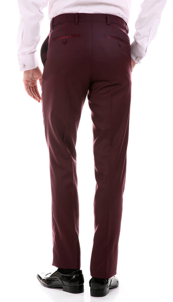 Celio Tux Premium Men's Slim Fit 3 pc Tuxedo Burgundy - FHYINC best men's suits, tuxedos, formal men's wear wholesale