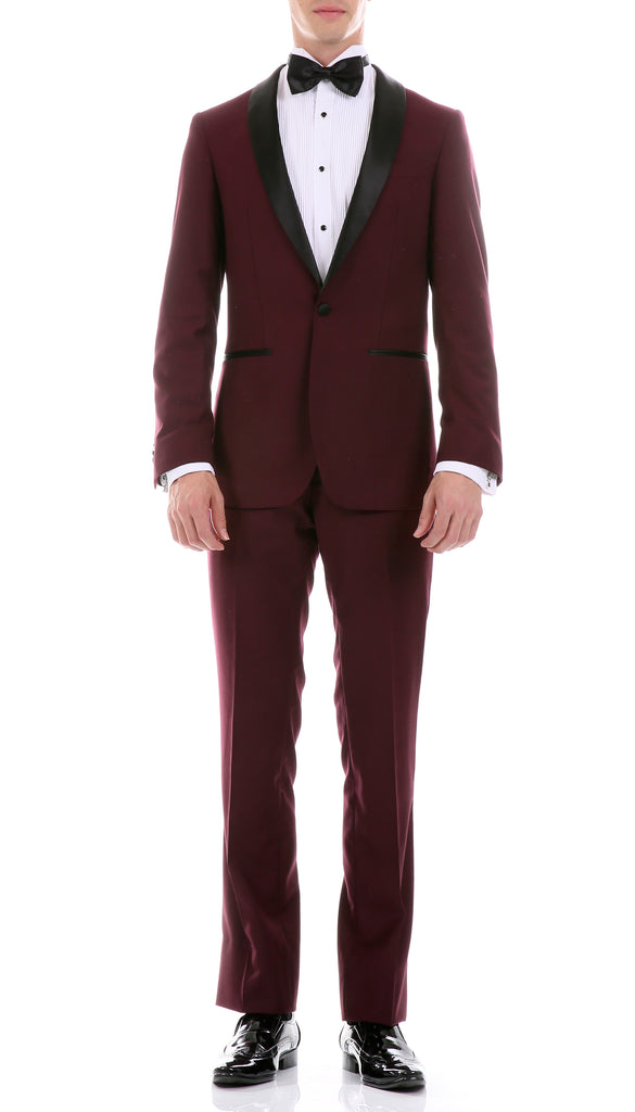 The Reno Mens Burgundy Shawl Collar 2pc Tuxedo - FHYINC best men