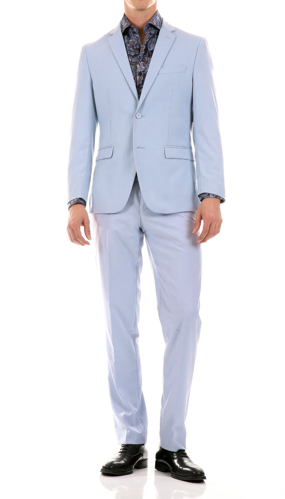 Oslo Sky Blue Slim Fit Notch Lapel 2 Piece Suit - FHYINC best men