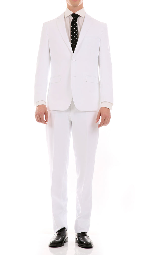 Oslo White Slim Fit Notch Lapel 2 Piece Suit - FHYINC best men