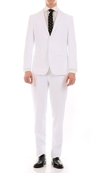 Oslo White Slim Fit Notch Lapel 2 Piece Suit - FHYINC best men's suits, tuxedos, formal men's wear wholesale