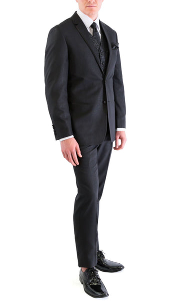 TX100 Men's Premium Black Slim Fit 2 pc Tuxedo - FHYINC best men's suits, tuxedos, formal men's wear wholesale