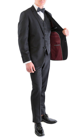 TX100 Men's Premium Black Slim Fit 2 pc Tuxedo
